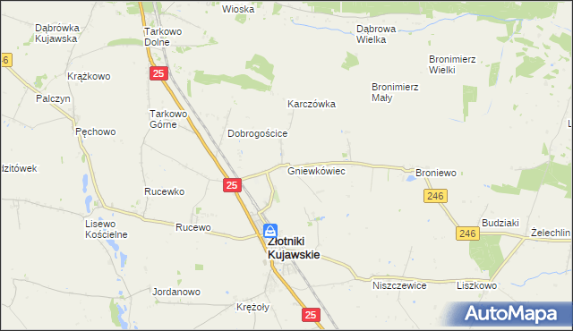 mapa Gniewkówiec, Gniewkówiec na mapie Targeo