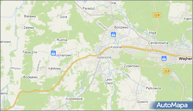 mapa Gościcino, Gościcino na mapie Targeo