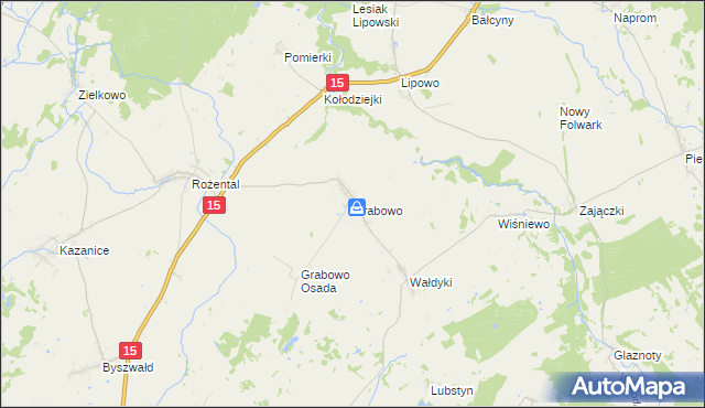 mapa Grabowo gmina Lubawa, Grabowo gmina Lubawa na mapie Targeo