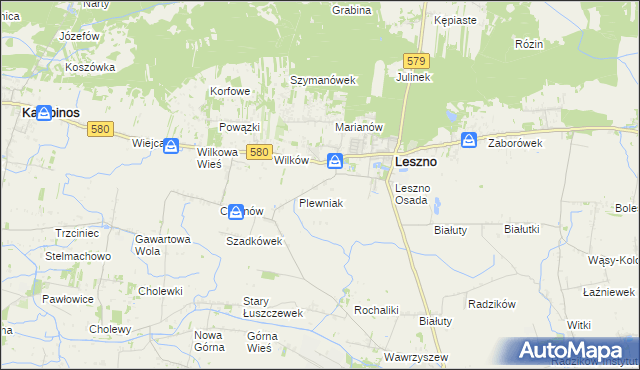 mapa Grądki gmina Leszno, Grądki gmina Leszno na mapie Targeo