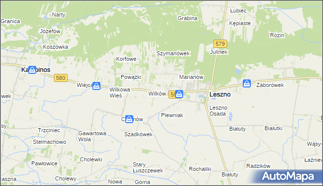 mapa Grądy gmina Leszno, Grądy gmina Leszno na mapie Targeo