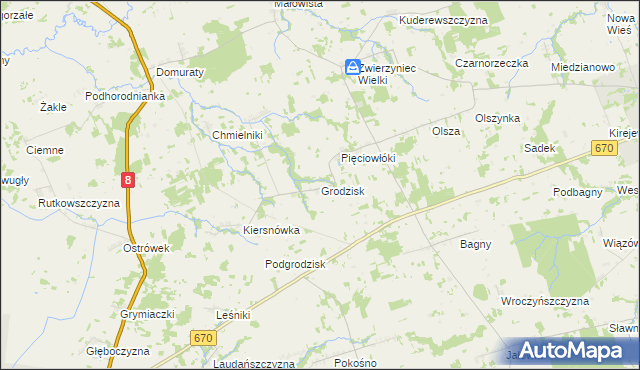 mapa Grodzisk gmina Suchowola, Grodzisk gmina Suchowola na mapie Targeo