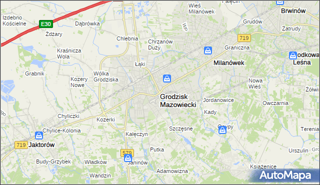 mapa Grodzisk Mazowiecki, Grodzisk Mazowiecki na mapie Targeo