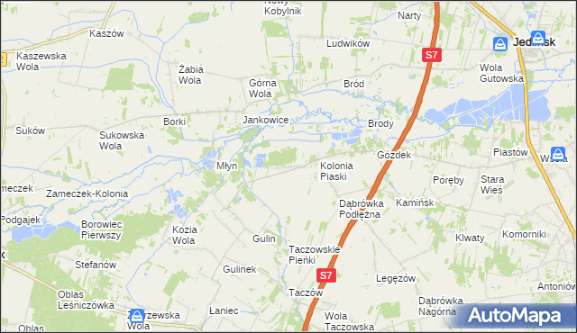 mapa Gustawów gmina Zakrzew, Gustawów gmina Zakrzew na mapie Targeo