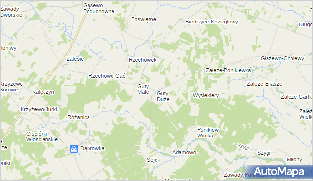 mapa Guty Duże, Guty Duże na mapie Targeo