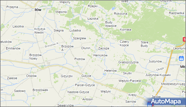mapa Henryków gmina Iłów, Henryków gmina Iłów na mapie Targeo