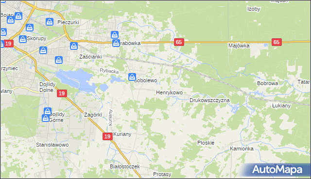 mapa Henrykowo gmina Supraśl, Henrykowo gmina Supraśl na mapie Targeo