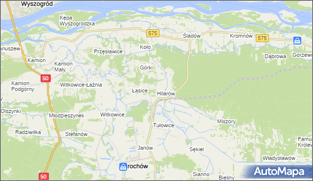 mapa Hilarów gmina Brochów, Hilarów gmina Brochów na mapie Targeo