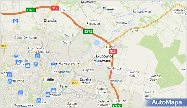 mapa Jakubowice Murowane, Jakubowice Murowane na mapie Targeo