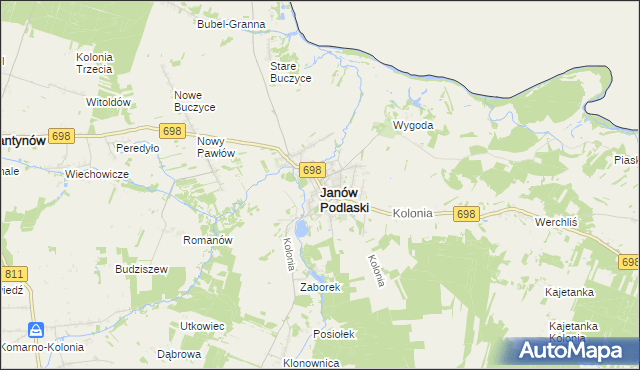 mapa Janów Podlaski, Janów Podlaski na mapie Targeo