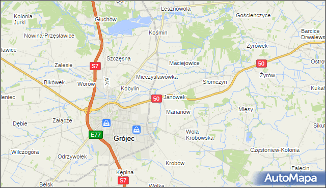 mapa Janówek gmina Grójec, Janówek gmina Grójec na mapie Targeo