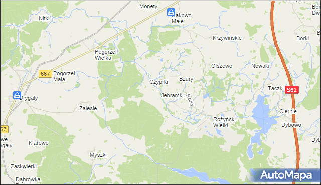 mapa Jebramki, Jebramki na mapie Targeo