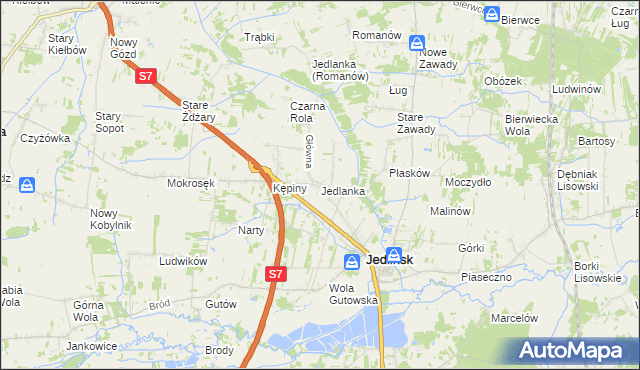 mapa Jedlanka gmina Jedlińsk, Jedlanka gmina Jedlińsk na mapie Targeo