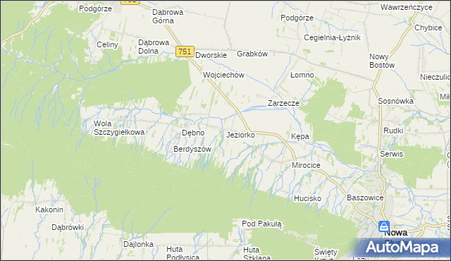 mapa Jeziorko gmina Nowa Słupia, Jeziorko gmina Nowa Słupia na mapie Targeo