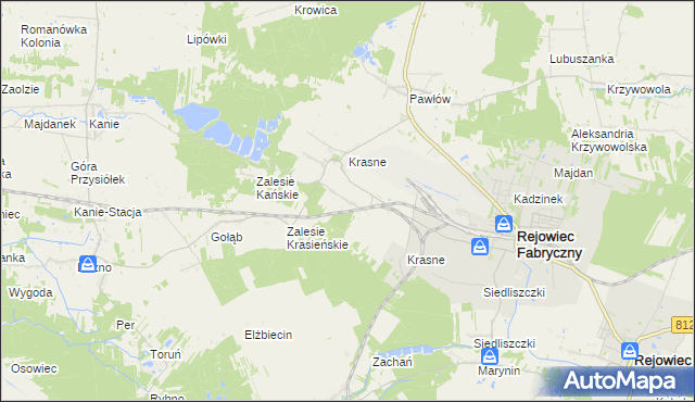 mapa Józefin gmina Rejowiec Fabryczny, Józefin gmina Rejowiec Fabryczny na mapie Targeo