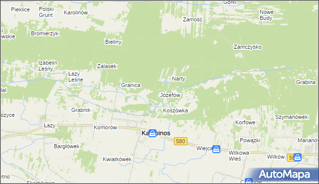 mapa Józefów gmina Kampinos, Józefów gmina Kampinos na mapie Targeo