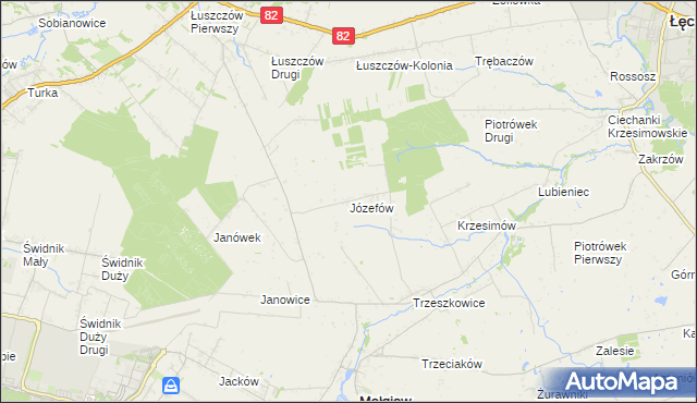 mapa Józefów gmina Mełgiew, Józefów gmina Mełgiew na mapie Targeo