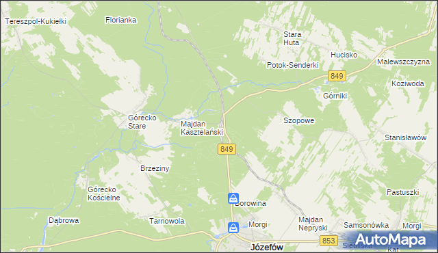 mapa Józefów Roztoczański, Józefów Roztoczański na mapie Targeo