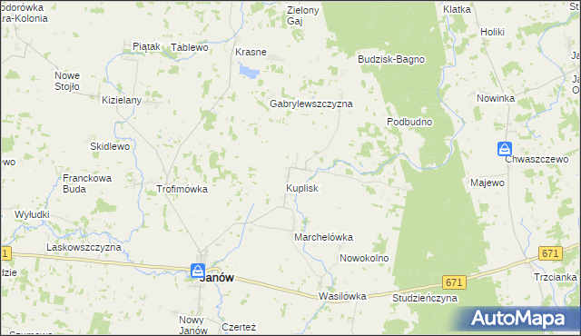 mapa Kamienica gmina Janów, Kamienica gmina Janów na mapie Targeo