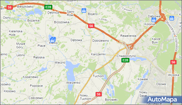 mapa Karczemki gmina Szemud, Karczemki gmina Szemud na mapie Targeo