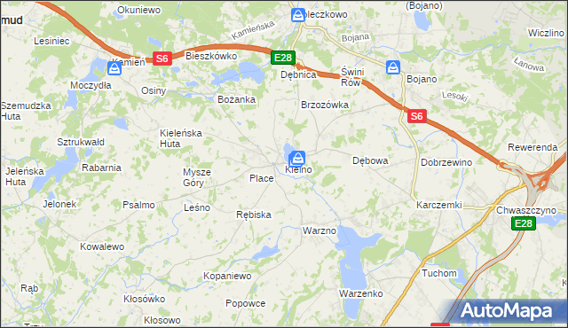 mapa Kielno gmina Szemud, Kielno gmina Szemud na mapie Targeo