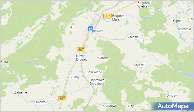 mapa Klarewo, Klarewo na mapie Targeo