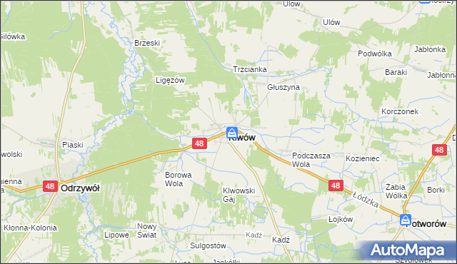 mapa Klwów, Klwów na mapie Targeo