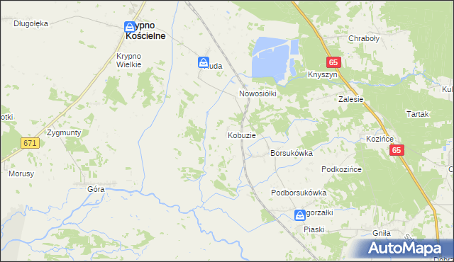 mapa Kobuzie gmina Dobrzyniewo Duże, Kobuzie gmina Dobrzyniewo Duże na mapie Targeo
