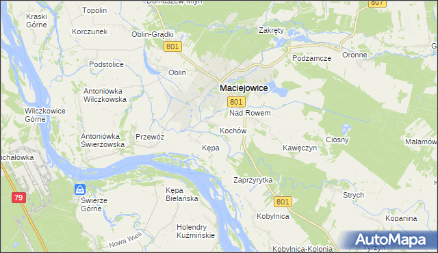 mapa Kochów gmina Maciejowice, Kochów gmina Maciejowice na mapie Targeo