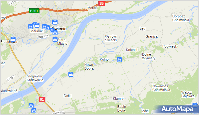 mapa Kolno gmina Chełmno, Kolno gmina Chełmno na mapie Targeo