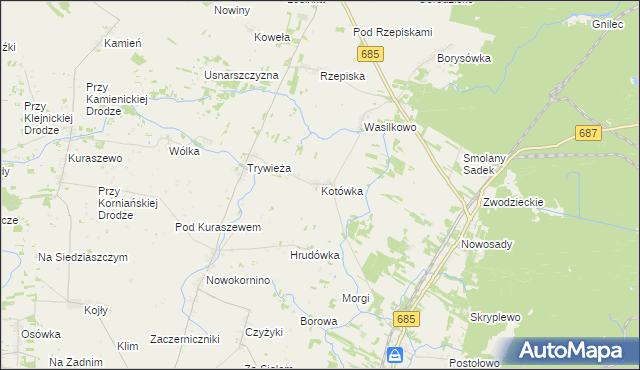 mapa Kotówka gmina Hajnówka, Kotówka gmina Hajnówka na mapie Targeo