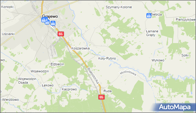 mapa Koty-Rybno, Koty-Rybno na mapie Targeo