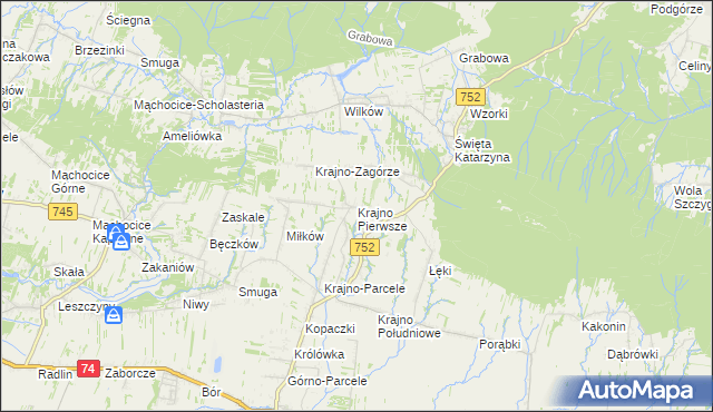 mapa Krajno Pierwsze, Krajno Pierwsze na mapie Targeo