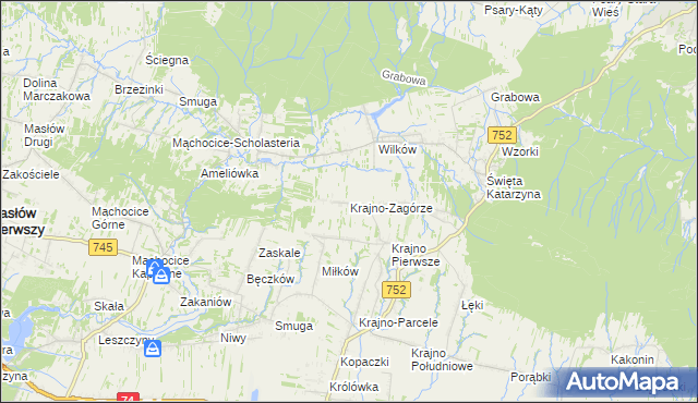 mapa Krajno-Zagórze, Krajno-Zagórze na mapie Targeo