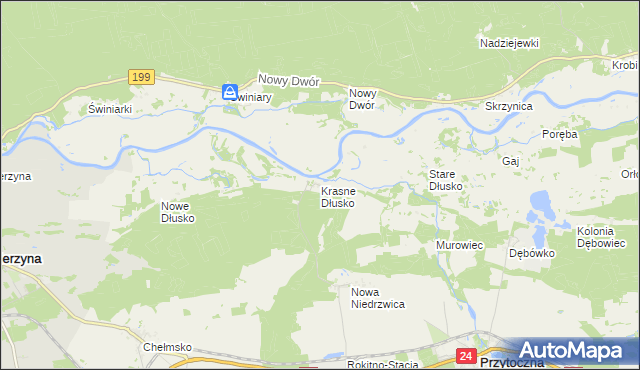 mapa Krasne Dłusko, Krasne Dłusko na mapie Targeo