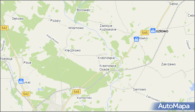 mapa Krasnołąka gmina Działdowo, Krasnołąka gmina Działdowo na mapie Targeo