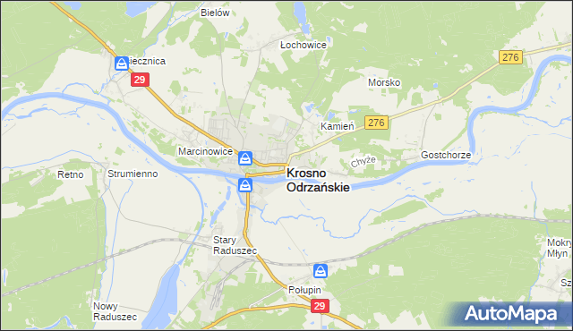 mapa Krosno Odrzańskie, Krosno Odrzańskie na mapie Targeo