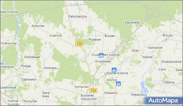 mapa Kruszewiec-Kolonia, Kruszewiec-Kolonia na mapie Targeo