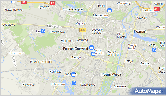 mapa Łazarz gmina Poznań, Łazarz gmina Poznań na mapie Targeo