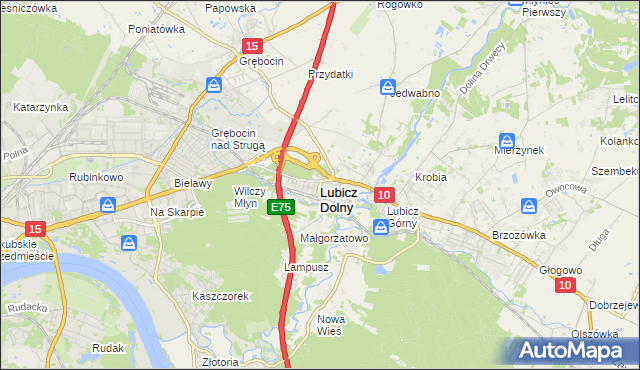mapa Lubicz Dolny, Lubicz Dolny na mapie Targeo