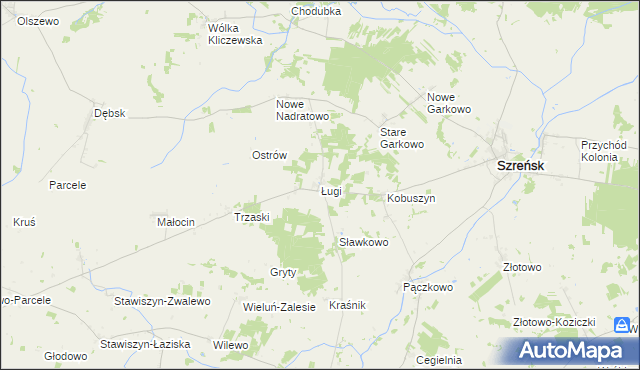 mapa Ługi gmina Szreńsk, Ługi gmina Szreńsk na mapie Targeo