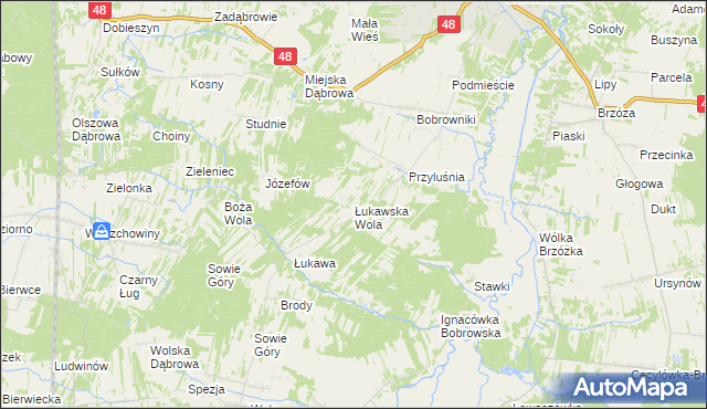 mapa Łukawska Wola, Łukawska Wola na mapie Targeo