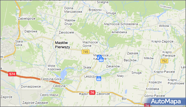 mapa Mąchocice Kapitulne, Mąchocice Kapitulne na mapie Targeo