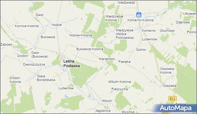 mapa Mariampol gmina Leśna Podlaska, Mariampol gmina Leśna Podlaska na mapie Targeo