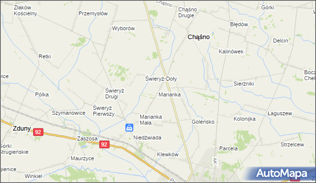 mapa Marianka gmina Chąśno, Marianka gmina Chąśno na mapie Targeo