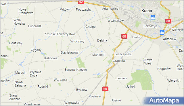 mapa Marianki gmina Kutno, Marianki gmina Kutno na mapie Targeo