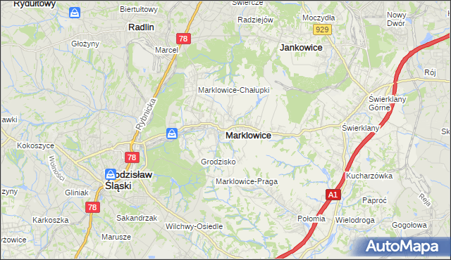 mapa Marklowice, Marklowice na mapie Targeo