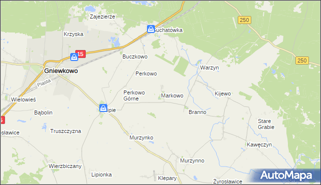 mapa Markowo gmina Gniewkowo, Markowo gmina Gniewkowo na mapie Targeo