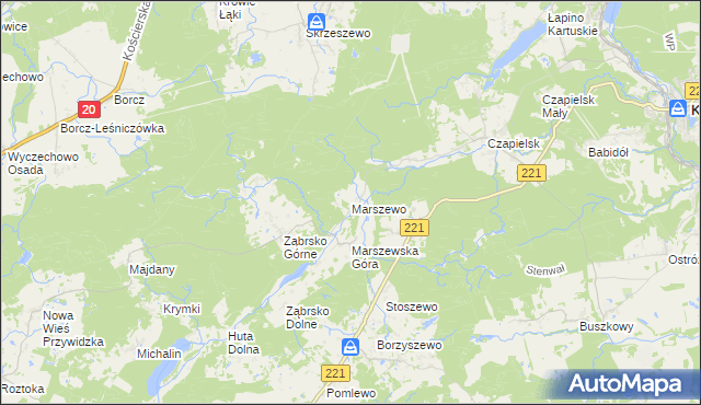 mapa Marszewo gmina Przywidz, Marszewo gmina Przywidz na mapie Targeo