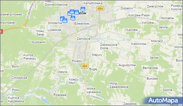 mapa Mazury gmina Bełchatów, Mazury gmina Bełchatów na mapie Targeo